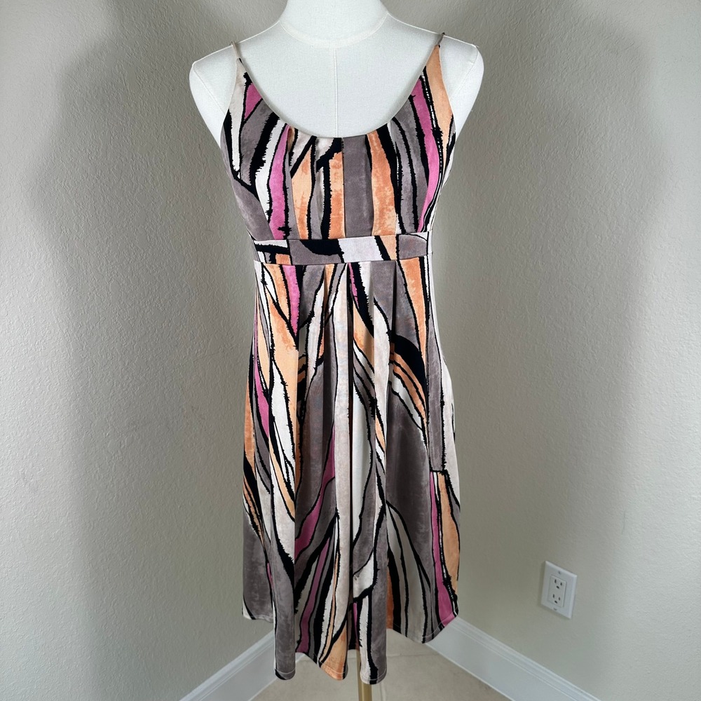 Ali Ro Mini Dress Women 4 Multicolor Abstract Print Jersey Sleeveless Retro Boho